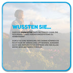 Auf dem Bild: Mann gibt Kleinkind Saft auf einem Löffel. Im Vordergrund steht ein Textfeld mit der Überschrift ‚Wussten Sie…‘ in hellblauer Schrift. Darunter steht: dass ein Darmdetox dazu beitragen kann, die Gesundheit Ihres Verdauungssystems zu verbessern? Durch so eine Reinigung des Darms können Sie nicht nur die Verdauung optimieren, sondern auch das Immunsystem stärken und das allgemeine Wohlbefinden fördern.