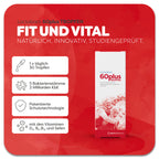 Produktbild vom Lactobact 60plus TROPFEN mit glücklichen älterem Paar auf der Verpackung. Das Produkt enthält Seelen und die Vitamine D3 B9 und B12. Durch die patentierte Schutztechnologie können die 5 Bakterienstämme ohne Wirkverlust eingenommen werden. Anwendung 1x täglich 30 Tropfen. Natürlich, innovativ, studiengeprüft. 