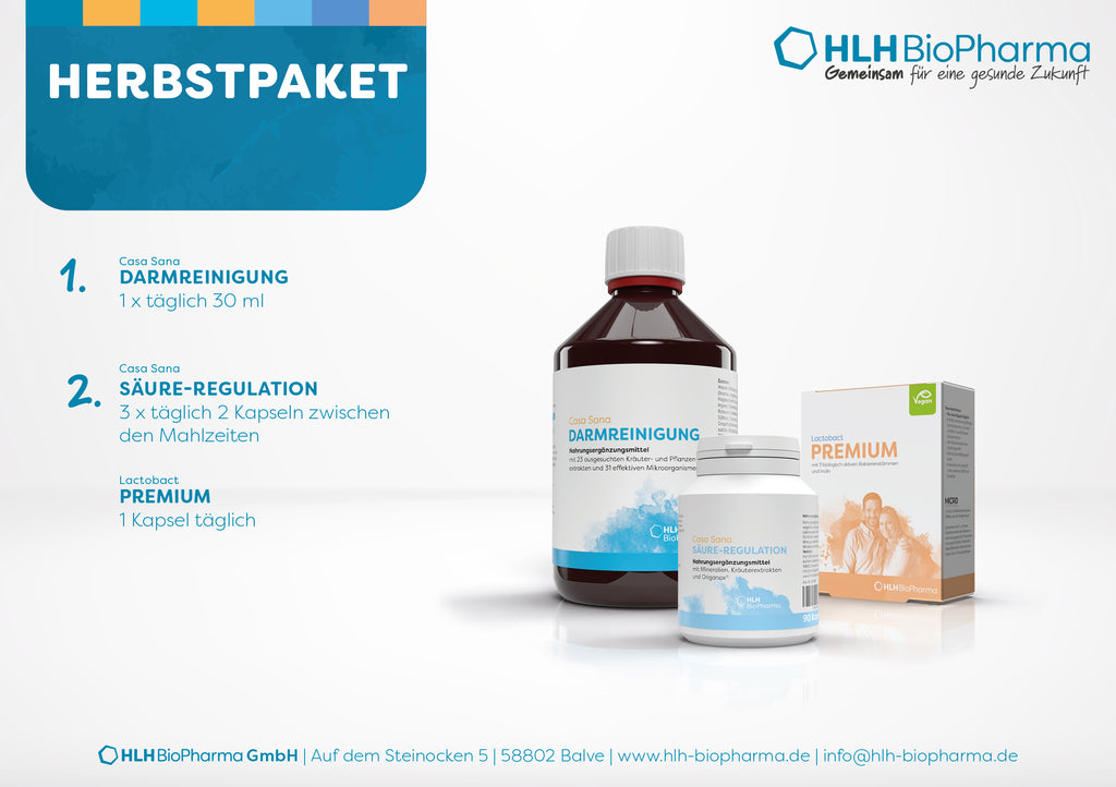 Therapieplan für den Herbst mit Csa Sana Darmreinigung, Säure-Regulation & Lactobact Premium
