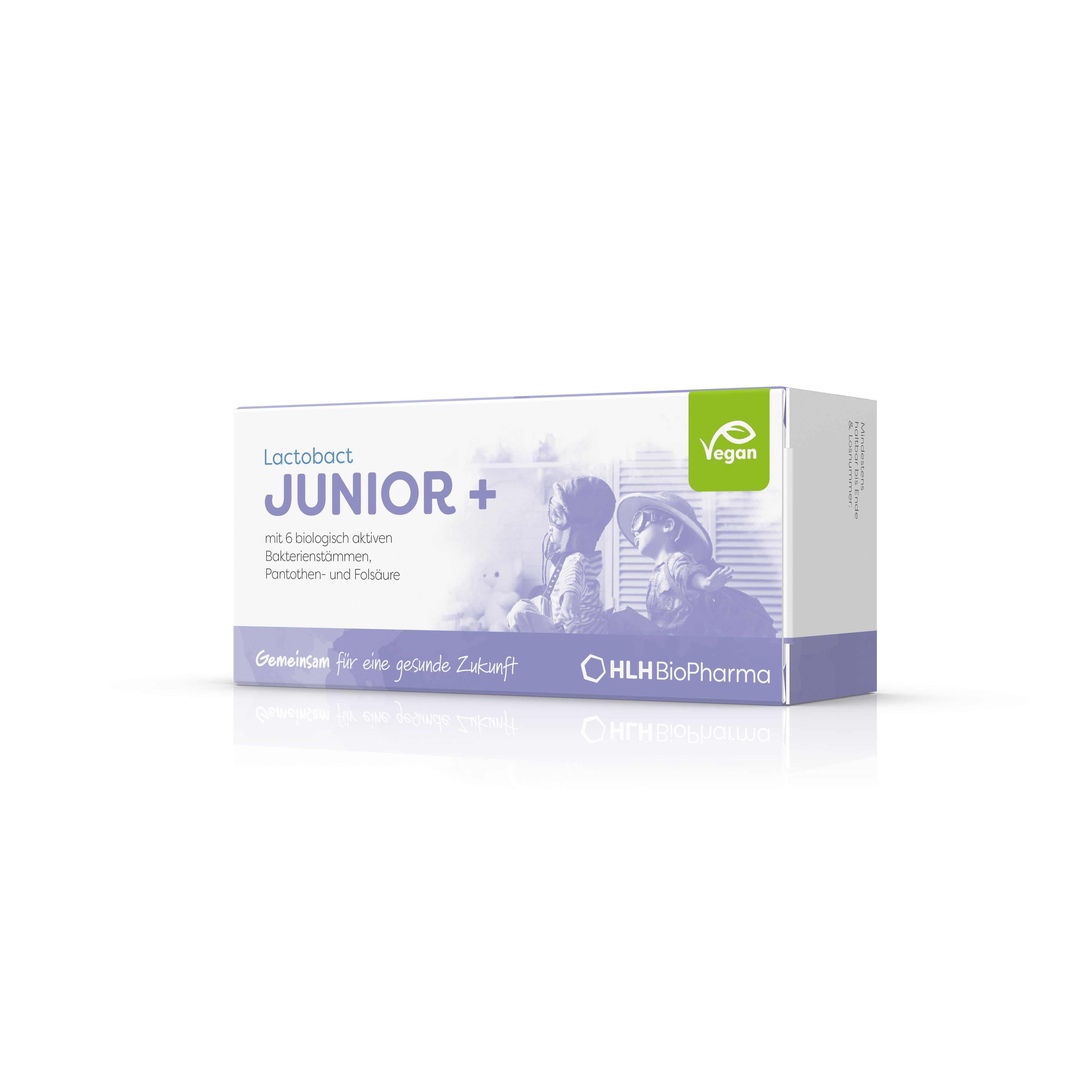Kartonage schräge Ansicht von Lactobact JUNIOR+ 7x2g