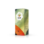 Produktbild schräge Ansicht des Casa Sana ALOEpapaya mit Abbildung einer Papaya auf der grünen Verpackung.