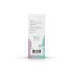 Produktbild des Casa Sana FreeLaxan mit lila-mintfarbenem Aquarell Wasserfleck auf der Verpackung. Ansicht linke Seite