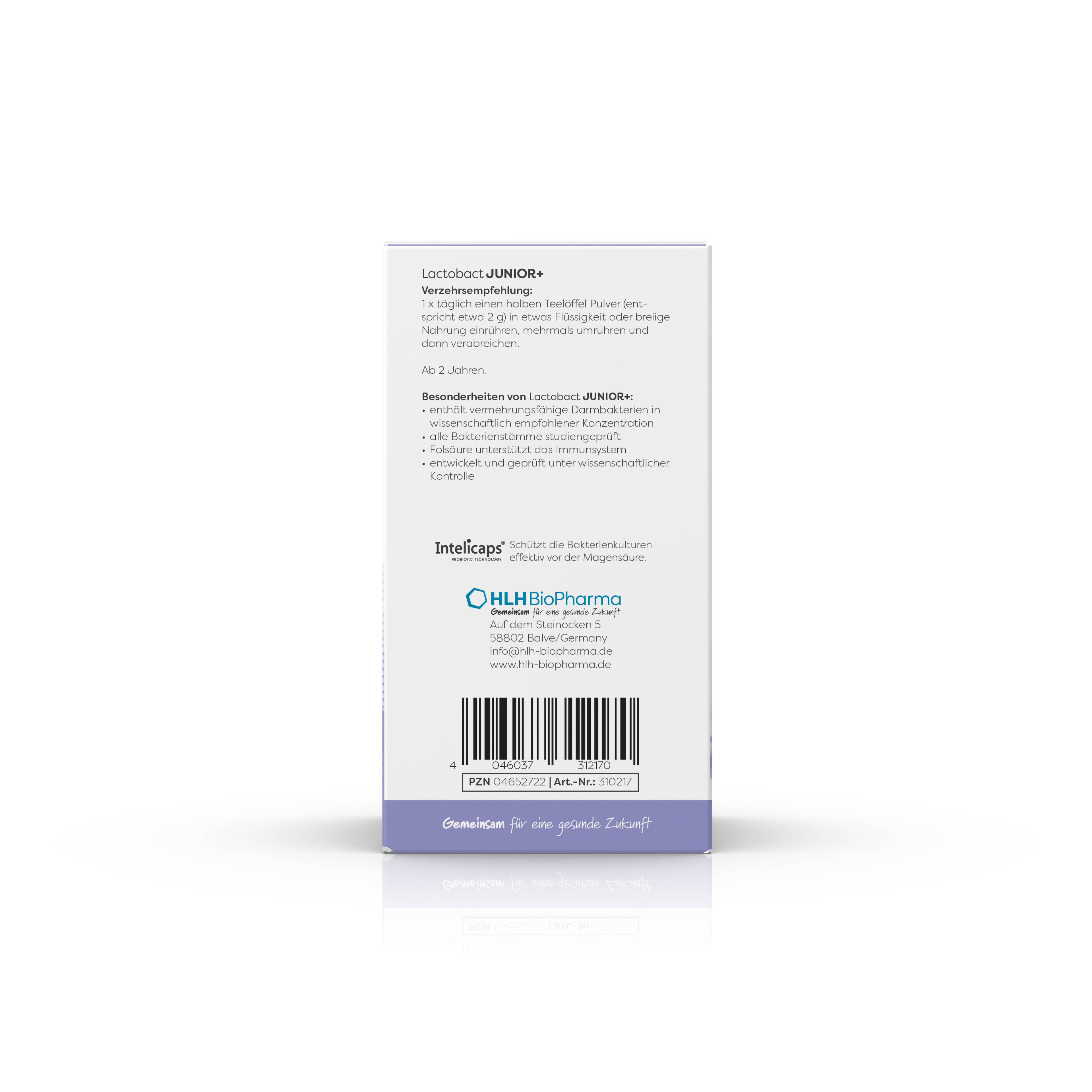 Kartonage Lactobact JUNIOR+ 60g linke Seite