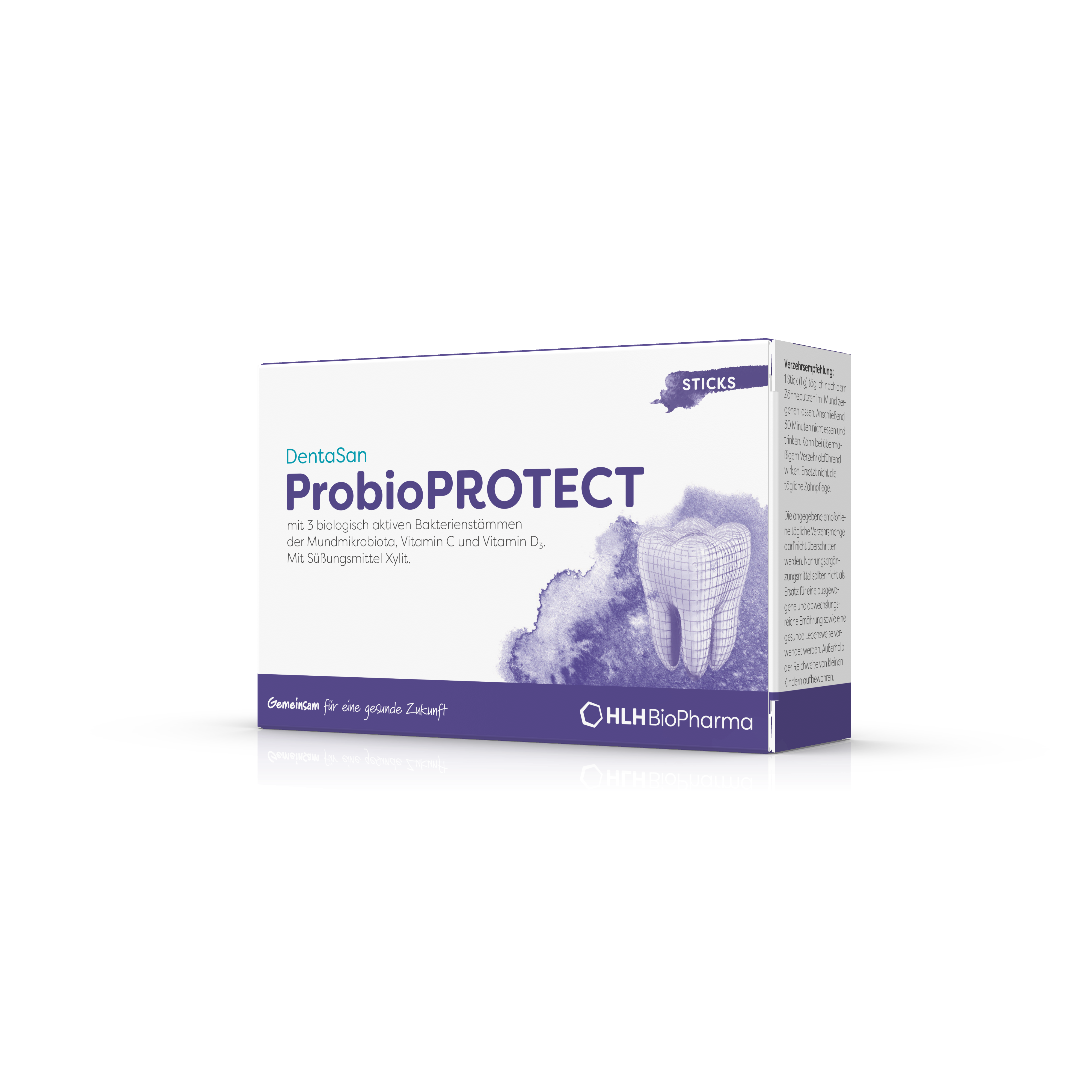 Kartonage ProbioPROTECT 14 Sticks Frontansicht leicht gedreht 