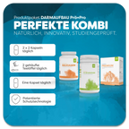 Informationsblatt mit Einnahmeempfehlung zum Produktpaket Darmaufbau Prä+Pro