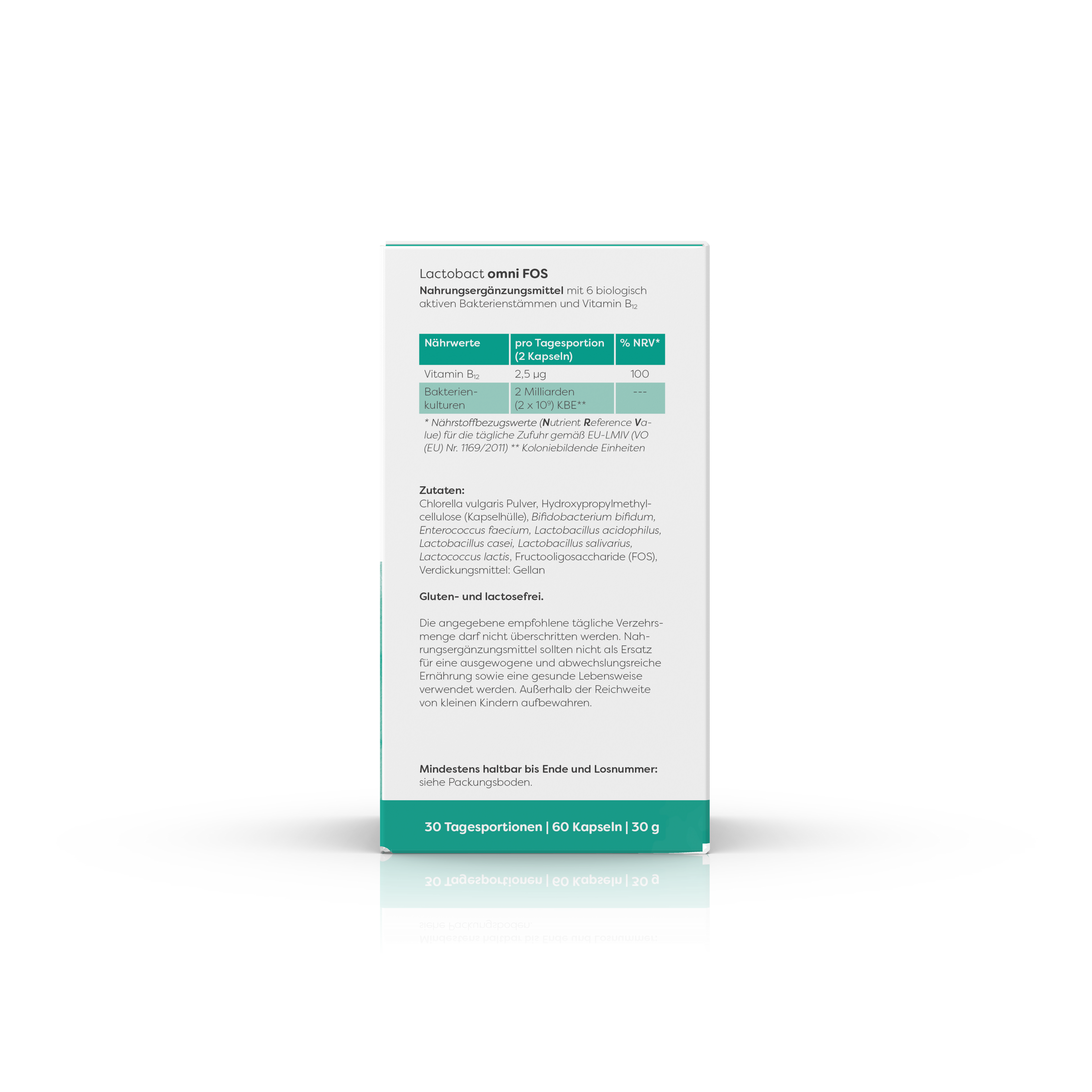 Lactobact omni FOS Kartonage 60 Kapseln rechte Seite